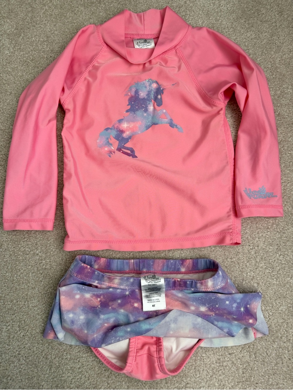UV Skinz Pink Unicorn Kids' Long-Sleeve Rashguard Swim Set